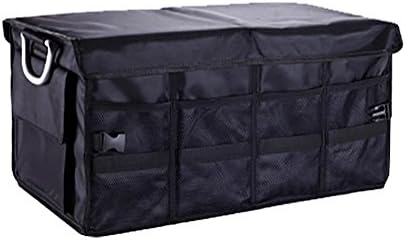 TOCHENG Foldable Cargo Trunk Organizer with Cover, Reinforced Handles , black