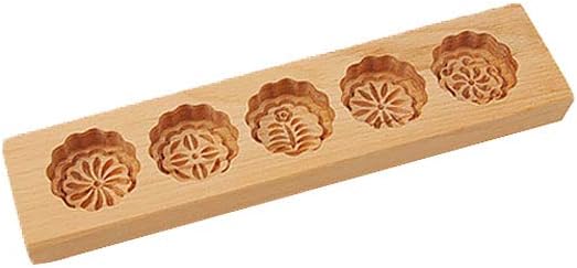 Moon Cake Mold Environmental Wooden 5 Flower Shape Muffin And Mooncake Cups Wooden Baking Mold for Biscuit Chocolate Ice Cake 1PC