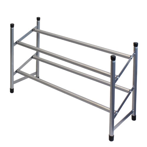 JVL Two Tier Stackable and Extendable Shoe Rack Storage Organiser, Metal, Grey