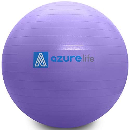 A AZURELIFE Professional Grade Exercise Ball, Anti-Burst&Non-Slip Stability Balance Ball with Quick Pump Included, Multiple Sizes&Colors, Perfect for Birthing, Yoga, Pilates, Desk Chairs&Therapy