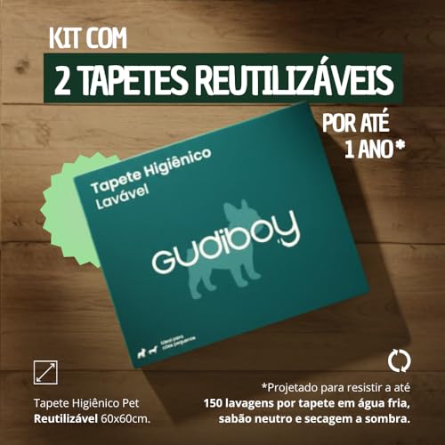 Tapete Higiênico Pet Reutilizável, Cerca de 1 ano de Uso, 2 Unidades | Lavável, 60cmx60cm, Raças de Porte Médio e Pequeno - Material de Qualidade -