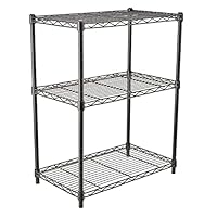 Amazon Basics 3-Shelf Adjustable, Heavy Duty Storage Shelving Unit (250 lbs loading capacity per shelf), Steel Organizer Wire Rack, Black (23.3L x 13.4W x 30H)