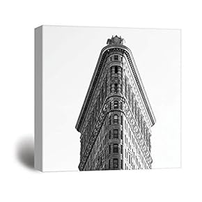 Square Canvas Wall Art - Classic View of The Flatiron Building in Black and White - Giclee Print Gallery Wrap Modern Home Art Ready to Hang - 12x12 inches