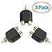 Aurum Cables 3-pack High Quality RCA AV Audio Y Splitter Plug Adapter 1 Male to 2 Female
