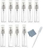 Elfenstal- Set of 10 20 Clear 10ml 1/3oz Fine mist Atomizer Glass bottle Spray Refillable Perfume Empty Bottle Glass Clean Cloth for Travel Party Portable Makeup Tool + free 3ml Pipette