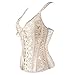 Women Sexy Boned Lace up Corsets and Strap Bustiers Top Overbust shaper Large Beige