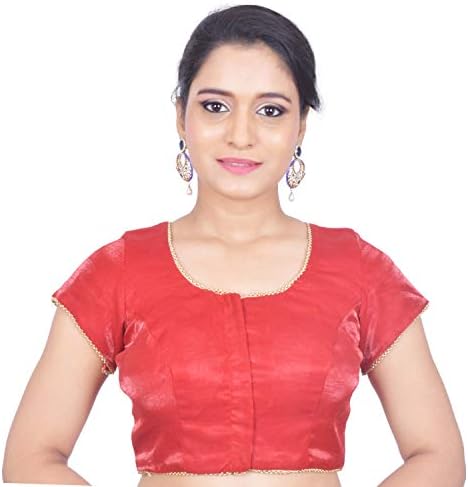 Areum Women's Banglori Silk Red Readymade Saree Blouse