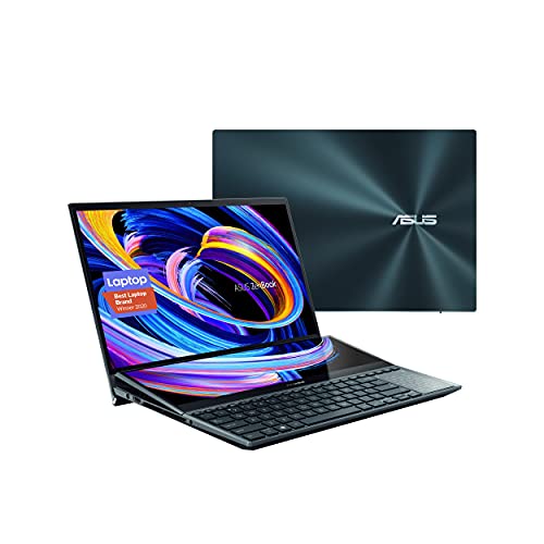 ASUS ZenBook Pro Duo 15 OLED UX582 Laptop, 15.6” OLED 4K UHD Touch Display, Intel Core i7-10870H, 16GB RAM, 1TB SSD, GeForce RTX 3070, ScreenPad Plus, Windows 10 Pro, Celestial Blue, UX582LR-XS74T