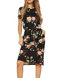 Simier Fariry vestido de manga corta con bolsillos casuales y florales para dama