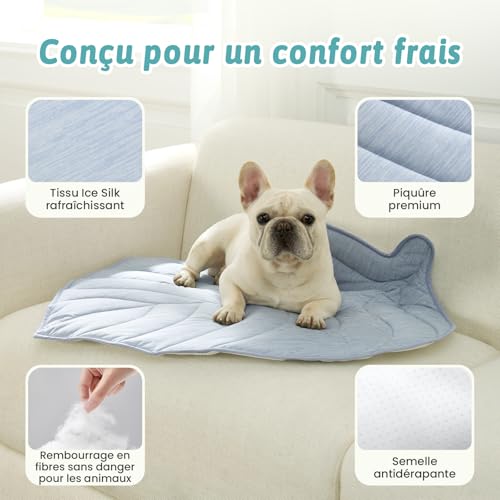 COZY KISS Cooling Pad for Dogs Cats 86 x 99 cm, Q-Max>0.4 Sheet Cooling Mat, Self-Cooling Basket, Waterproof, Non-Slip, Washable for Sofa Bed, Floor Car, Blue