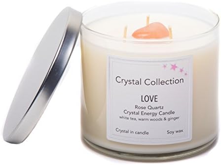 Rose Quartz Crystal - Love - Energy Candle - Jumbo 18 Ounce 3 Wick