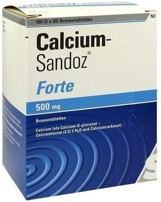Calcium Sandoz Forte Effervescent Tablets 5X20 St -Energy & Concentration -Mineral Supplements & Trace Elements -Germany