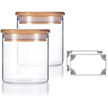 sealed borosilicate bamboo silicone premium jars oz glass lid labels clear pack