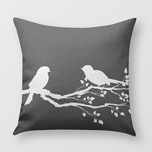 Birds On Branch Reversible Throw Pillow Cover for Sofa or Bedrooms