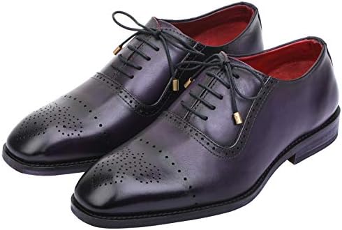 Lethato Wingtip Brogue Oxford Handcrafted Men's Genuine Leather Lace up Dress Shoes
