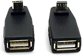 CHIBI 1 Pair of 90 Degree Up &amp; Down Right Angled Micro USB Type B to USB Female OTG Adapter for Tablet &amp; Cell Phone Black