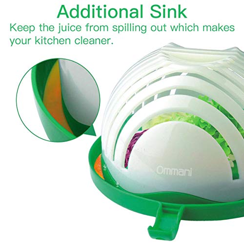 Salad Cutter Bowl, Ommani Upgraded Salad Maker Family Size Fast Vegetable Cutter Bowl, Salad Slicer Salad Chopper Strainer Cutting Board 4 in 1 Durable FDA-Approved for Kitchen - Thumbnail 2