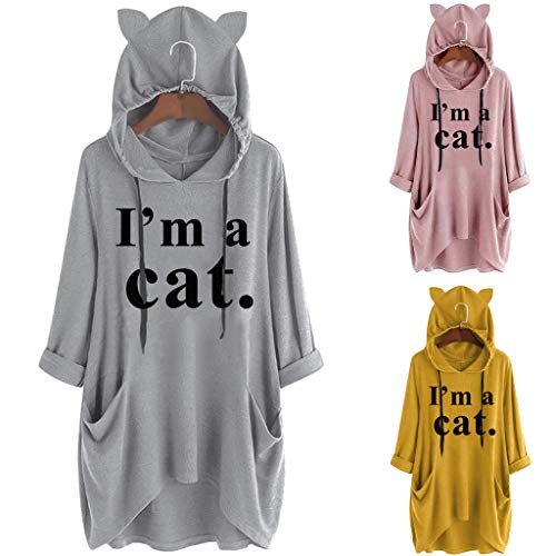 New in HAALIFE◕‿ Womans Hoodie cat Ear Long Sleeve Casual Pullover I Do Want I Want-Hoodie Blouse with Pocket - Thumbnail 3