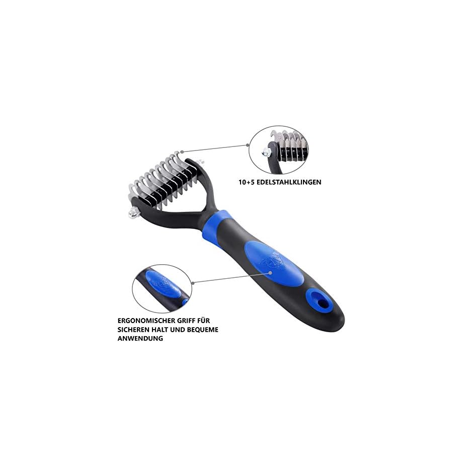 DEZENDO Unterfellbürste für Hunde &amp; Katzen mit Mittel bis Langhaar