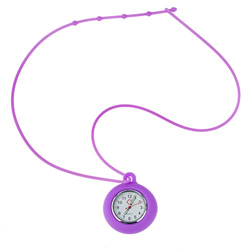 Set / Kit / Lot of 4 Necklaces / Pockets / Fob / Pendants Analogue Quartz Watches for Doctors, Nurses, Health Care Workers With Colorful Infection Control Silicone Hygienic Covers and Chains / Ropes