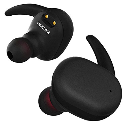 Bluetooth Earbuds, CRESUER TOUCHWAVE Wireless Earbuds/ Earpieces/ Headphones for iPhone/ Android with Charging Case/ Mic Noise Cancelling Touch Control Sweat-proof Sport Earphones-Black