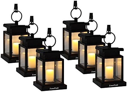 LED Solar Mission Lantern By Fomatrade Pack of 6 Vintage Waterproof Umbrella Lantern Led Candle Lights with Clamp for Beach Umbrella Tree Pavilion Garden Yard Lawn Outdoor (Warm light)