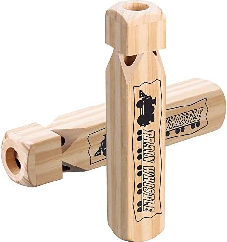 Soohappy 2 Packs 7.4 Inch Train Whistles Wooden Train Whistles for Kids Wood Whistle 4 Tones Wood Train Whistle for Party Favours Party Supplies Party Noisemaker