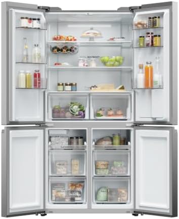 Cube Série 90 5 SH5CREH209MP - Frigorífico americano 525L, 4 portas, dispensador de água, antibacteriano, motor inversor, My Zone, total sem geada, largura 90,8 cm, altura 190 cm, luz LED, aço inoxidável