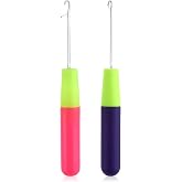 2 Packs Latch Hook Crochet Needle Latch Hook Tool, Latch Hook Tool for Crochet Braids Hair Extension Micro Braids Multi-Purpose Knitting Needles(5.0mm+3.8 mm)