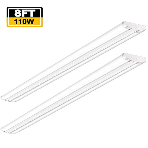 AntLux 110W 8FT LED Wraparound Ultra Slim Strip Lights, 12600LM, 5000K, 8 Foot LED Garage Shop Lights, Flush Mount Warehouse Office Ceiling Lighting Fixture, Fluorescent Tube Replacement, 2 Pack