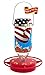 Hummer's Galore Hummingbird Feeders - Glass Hummingbird Feeder with UV Resistant Plastic Wrap for Outdoors Hanging, 16 OZ, All American Flag Design