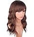 Medium Long Brown Wavy Synthetic Hair Wigs For Black Women Shoulder Length Curly Wigs Heat Resistant Wigs With Free Wig Cap 16 Inches.(Brown-2/30#)