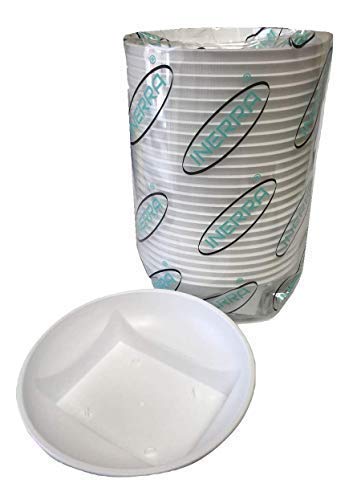 INERRA Square Round Bowls - White Plastic Florist Flower Dishes for Foam Brick (Pack of 10)