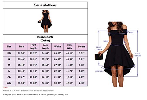 Sarin Mathews Womens Off The Shoulder Short Sleeve High Low Cocktail Skater Dress - Image 8