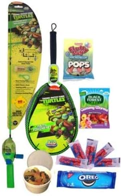 Nickelodeon Teenage Mutant Ninja Turtles Fishing Gift Set | Rod and Reel and Net | Edible Craft | Birthday | Beginner Fishing Kit