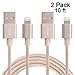 Sundix (TM) 2Pack 10FT Extra Long Nylon Braided Lightning cords to USB Charge and Sync Cable Cord with Aluminum Connector for iPhone SE/5/6/6s/7/7Plus/iPad Mini/Air/Pro (Gold)