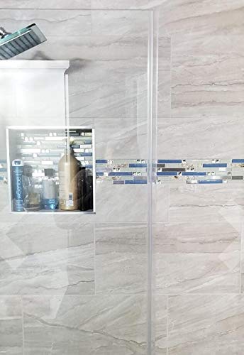 TST Glass Inner Conch Tile Beach Style Blue Cream White Brushed Steel Art Mosaic Kitchen Backsplash Bath Decor TSTNB06 (1 Sample 12x12 Inches) - Thumbnail 7
