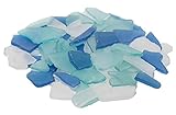 Sea Glass | Cobalt Blue Aqua and Frosted White Colored Sea Glass Mix | Sea Glass for Decoration and Craft | Plus Free Nautical eBook by Joseph Rains (22 Ounces)