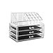 Amzdeal Arcylic Makeup Organizer 2 Piece 3 Layers Jewelry and Cosmetic Storage Display Box