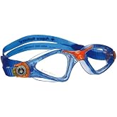 Aqua Sphere Kayenne Junior Swim Goggles with Clear Lens (Blue/Orange). Swimming Goggles for Kids.
