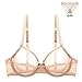 Sheer Bra and Panty Sets for Women, See Through Mesh Underwire Bras Briefs Lace Lingerie Set 2 Piece(V279TS-Beige-40C