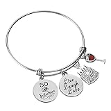 Miss Pink Stainless Steel Expandable Wire Charm Bangle 50th Happy Birthday Bracelets Jewelry Gifts for 50 Year Old Women