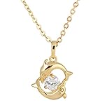 YAZILIND 18K Gold Plated Dolphin Love Pendant Necklace Cubic Zirconia Jewelry