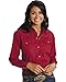 Roper Women's L/S Solid Basic Snap Front, Red, Large