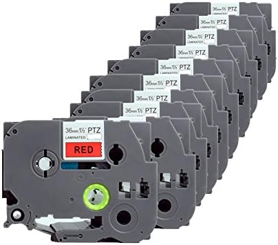 PUTY 10-Pack 36mm 3/2" Compatible Laminated Label Tape TZ TZe-461 TZe461 Black on Red Cartridge Cassette Ribbon for Brother P-Touch Printer Label Maker PT-P900 PT-9400 PT-P950NW 8m