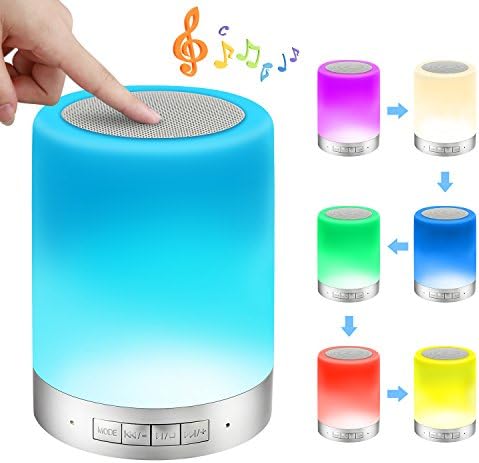 Bedside Lamp, ALECTIDE Night Light For Kids Dimmable Colors with Bluetooth Speaker, Warm Night Light and RGB Color Changing Table Lamp Touch Sensor Kids, Teens, Children, Adults Gifts.