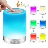 Bedside Lamp, ALECTIDE Table Lamp Touch Sensor for Bedroom, Warm Night Light and Dimmable RGB Color Changing with Blue (old)