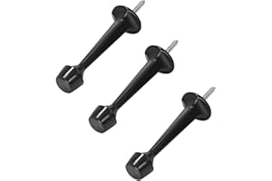 HOMOTEK 3 Pack Heavy Duty Solid Rigid Door Stop with Soft Rubber Tip, Zinc Die Cast Door Stopper Protect Wall & Door, Black
