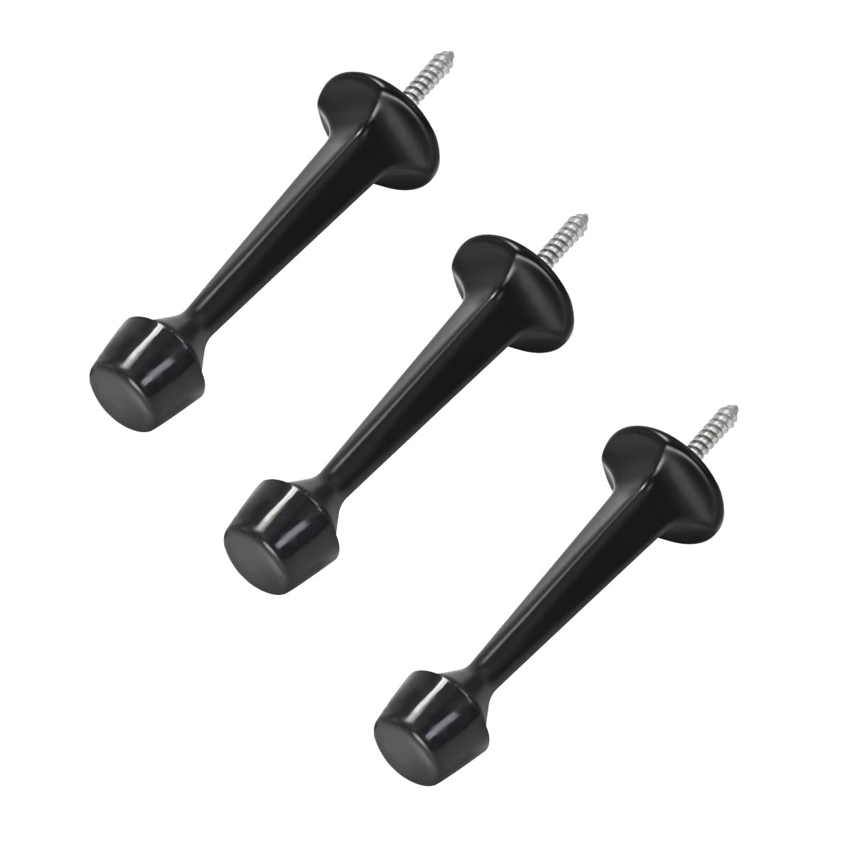 Photo 1 of HOMOTEK 3 Pack Heavy Duty Solid Rigid Door Stop with Soft Rubber Tip, Zinc Die Cast Door Stopper Protect Wall & Door, Black