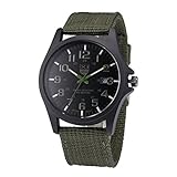 YANG-YI Outdoor Date Stainless Steel Military Sports Analog Quartz Army Waterproof Wrist Watch Mens (Green)